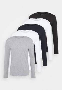 Pier One 5 Pack - Camiseta De Manga Larga - White/Dark Blu/Grey -Pier One 0040d79b22c848e294c0eb73581cab32