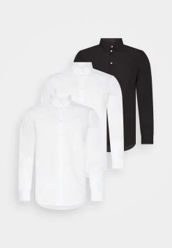 Pier One 3 Pack - Camisa Elegante - White/White/Black
