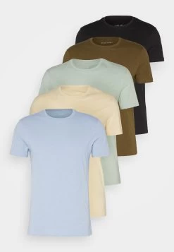 Pier One 5 Pack - Camiseta Básica - Black/Light Blue/Khaki/Mint/Beige -Pier One aca2b3bc697c479e9ac206d11e42c90c