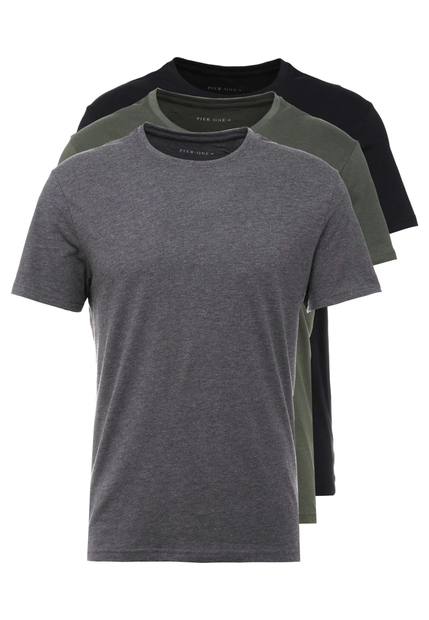 Pier One 3 Pack - Camiseta Básica - Black/Grey/Green 8 Pier One 3 Pack - Camiseta Básica - Black/Grey/Green - Imagen 6